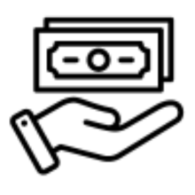 Hand holding bank notes icon