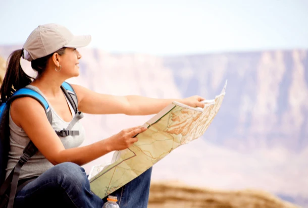 Tourists holding a map