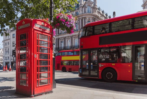 london red bus and telephone box