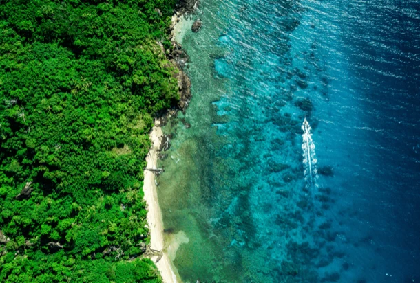 aerial beach view, fiji