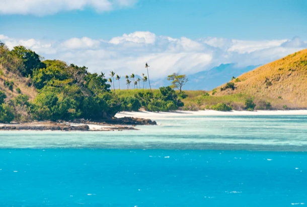 sea and mountain view in fiji