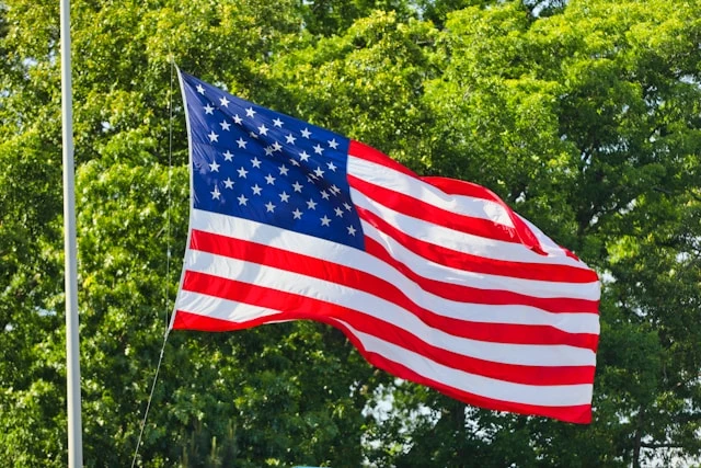 American flag floating