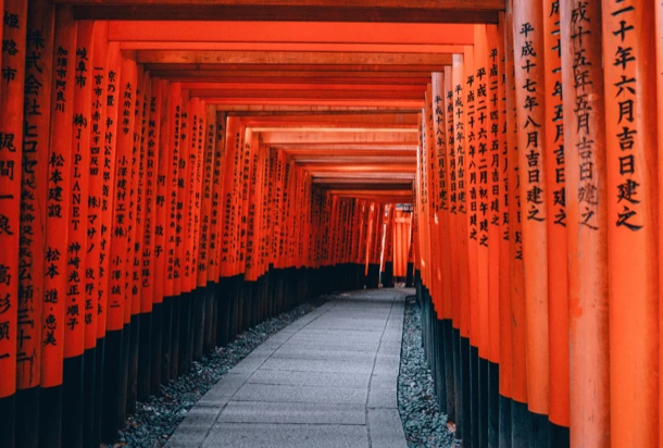 temple hallway tokyo, japan