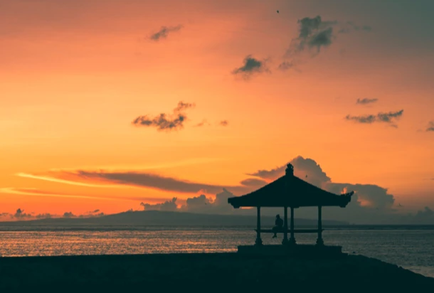 sunset from a bali temple